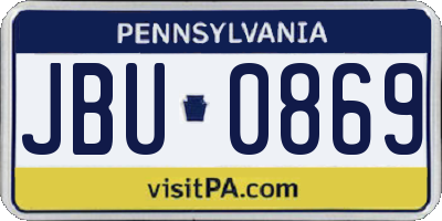 PA license plate JBU0869