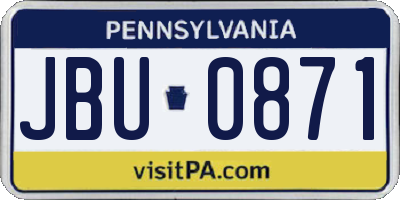 PA license plate JBU0871