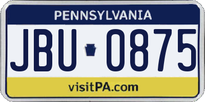 PA license plate JBU0875