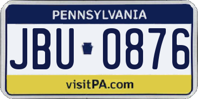 PA license plate JBU0876