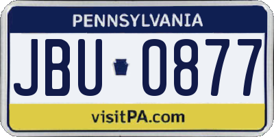 PA license plate JBU0877