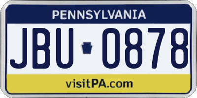 PA license plate JBU0878