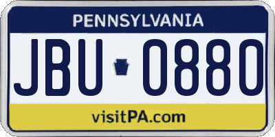 PA license plate JBU0880