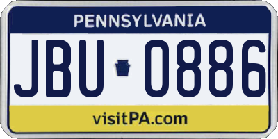 PA license plate JBU0886