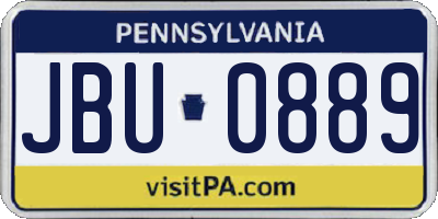 PA license plate JBU0889