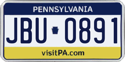 PA license plate JBU0891
