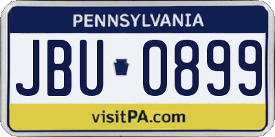PA license plate JBU0899