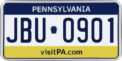 PA license plate JBU0901