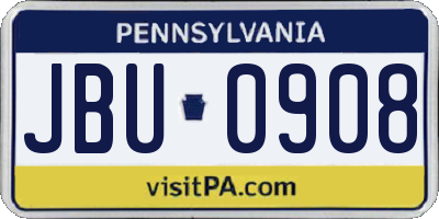 PA license plate JBU0908
