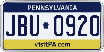 PA license plate JBU0920