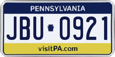 PA license plate JBU0921