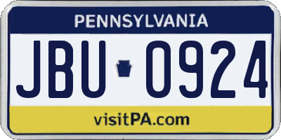 PA license plate JBU0924