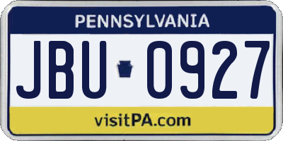 PA license plate JBU0927