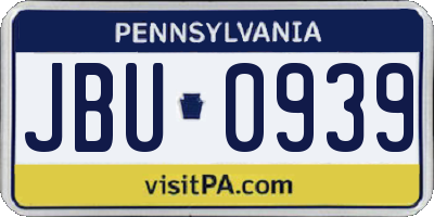 PA license plate JBU0939