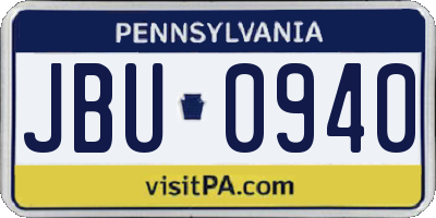 PA license plate JBU0940
