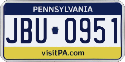 PA license plate JBU0951