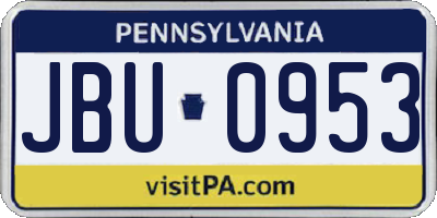 PA license plate JBU0953