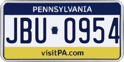PA license plate JBU0954
