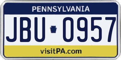 PA license plate JBU0957