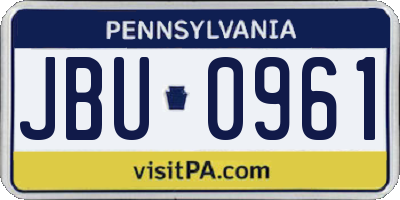 PA license plate JBU0961