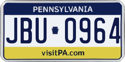 PA license plate JBU0964