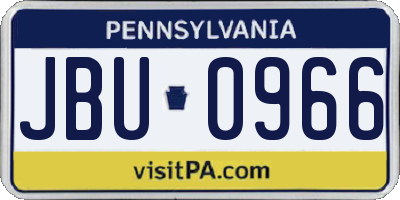 PA license plate JBU0966
