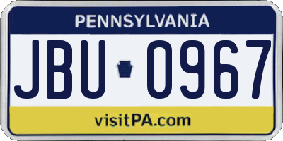 PA license plate JBU0967