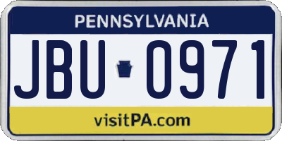 PA license plate JBU0971