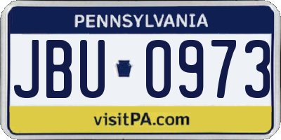 PA license plate JBU0973