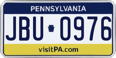 PA license plate JBU0976