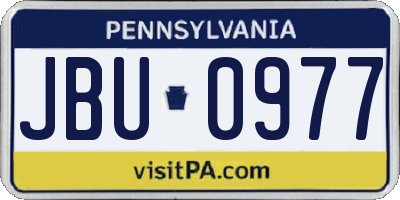PA license plate JBU0977