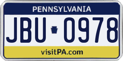 PA license plate JBU0978