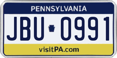 PA license plate JBU0991