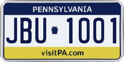 PA license plate JBU1001