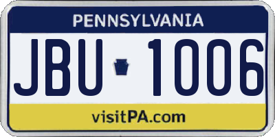 PA license plate JBU1006