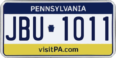 PA license plate JBU1011