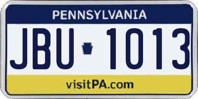 PA license plate JBU1013