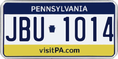PA license plate JBU1014