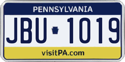PA license plate JBU1019