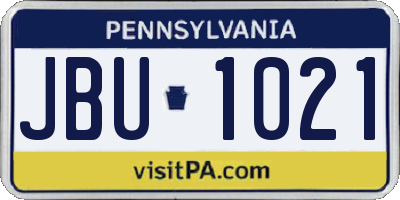 PA license plate JBU1021