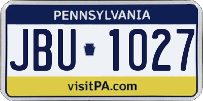 PA license plate JBU1027