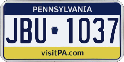 PA license plate JBU1037