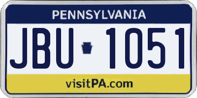 PA license plate JBU1051