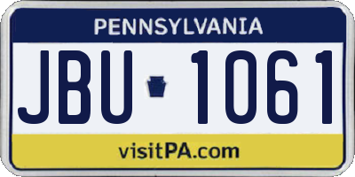 PA license plate JBU1061