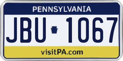 PA license plate JBU1067