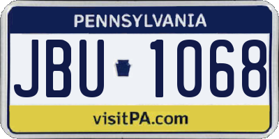 PA license plate JBU1068