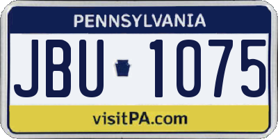 PA license plate JBU1075