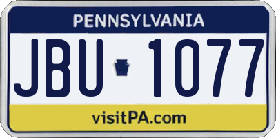 PA license plate JBU1077