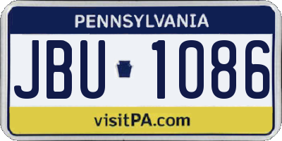 PA license plate JBU1086