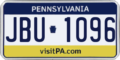 PA license plate JBU1096